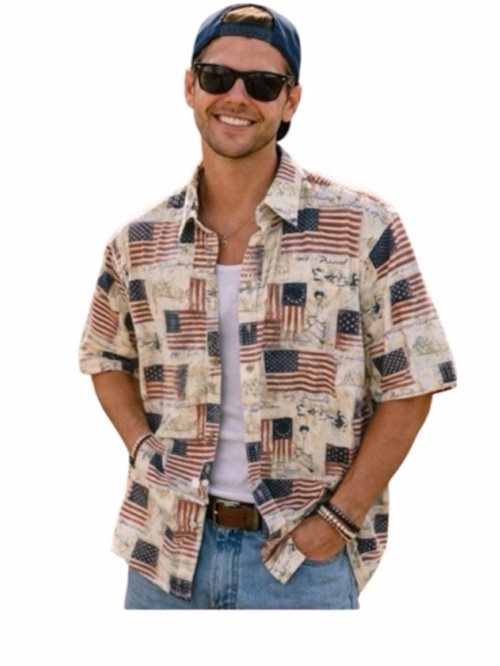 North River American Flag‎ Men’s Button Down Shirt